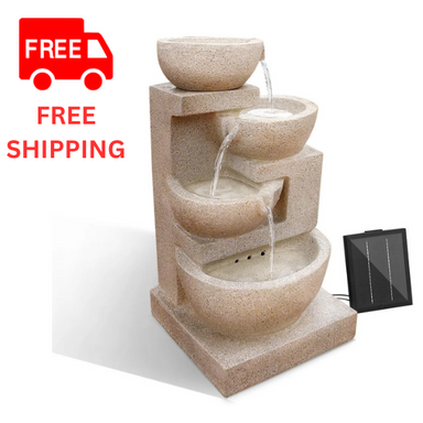 4 Tier Bowls Solar Powered Water Fountain Main View