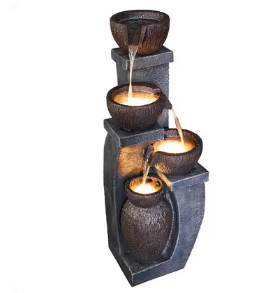 4 Bowls Spilling Cascade Water Feature Fountain Upper view