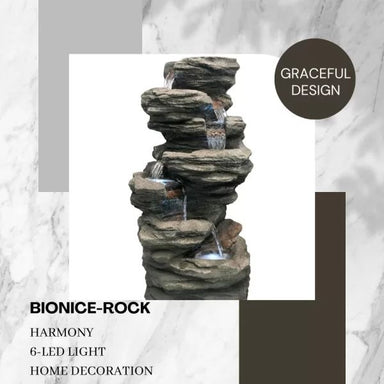 6 Tier Cascade Rock Water Feature Fountain and water flow