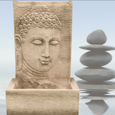 Buddha Face Wall Water Feature Fountain with LED Zen View