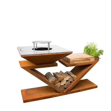 FireForge V-Frame Corten Steel BBQ Station view