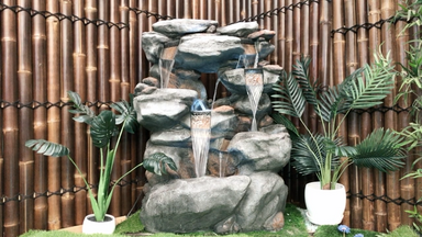 Large Rockery Water Feature Fountain with Pots background
