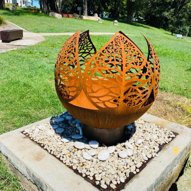 Leaf Fire Pit Cast Iron angle view