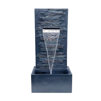 Modern Greystone Waterfall Wall Water Feature Water Fountain Front View