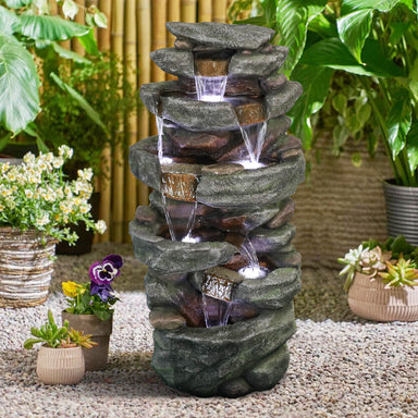 Rockflow Harmony water feature with flowres
