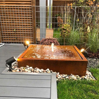beautiful water feature setup with light