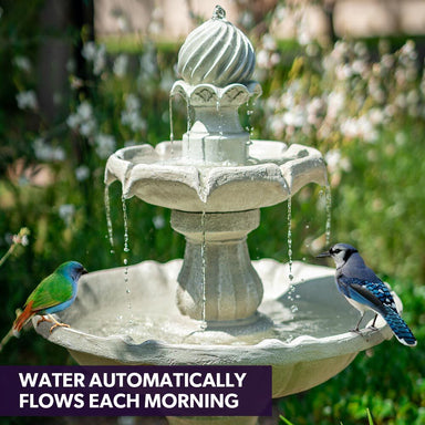 Birds in 3 Tier Bird Bath Solar Water Feature
