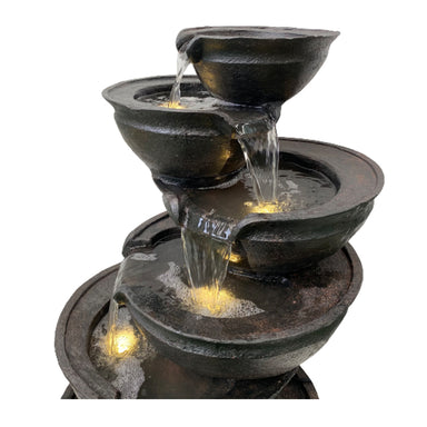Multi Bowls Cascade Water Feature Fountain Close upper view