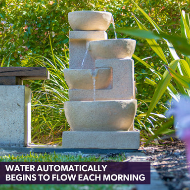 Solar Cascade 4 Bowls Water Feature Outdoor view