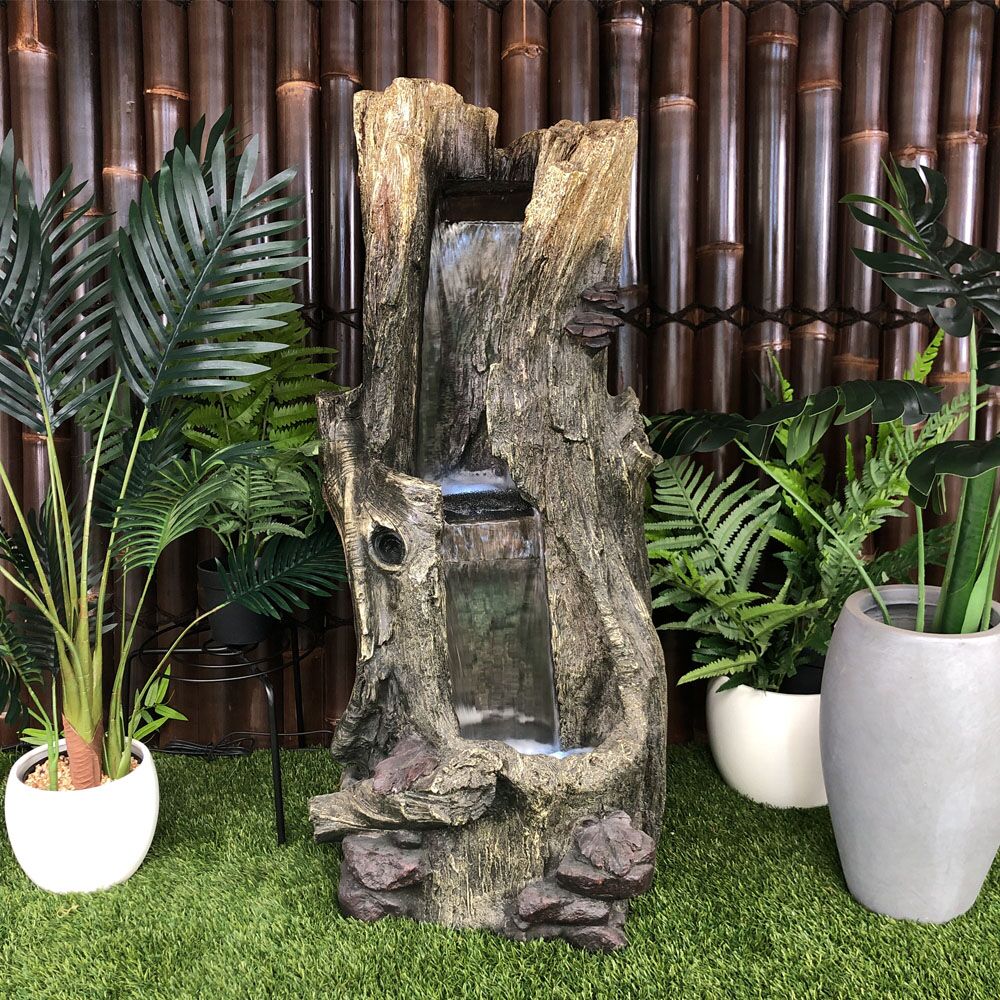 Tree Trunk Cascade Log Water Fountain Water Feature Main View