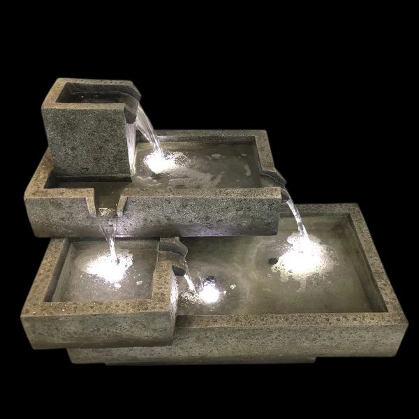 Water Feature with Lights in the black background