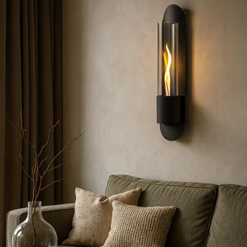 smokeless fire pit on the wall