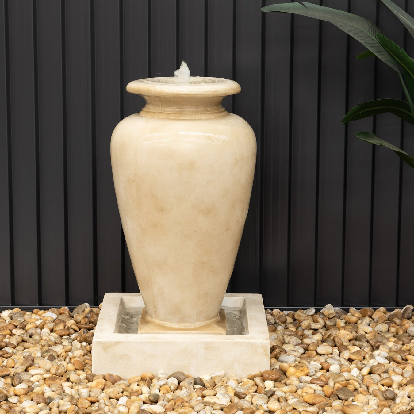 urn water feature in the garden
