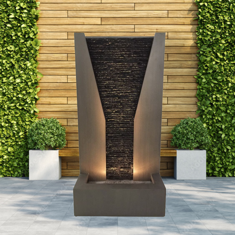 modernwater feature in the yard