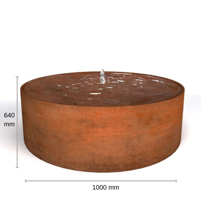 Rustic Corten Steel Round Water Feature