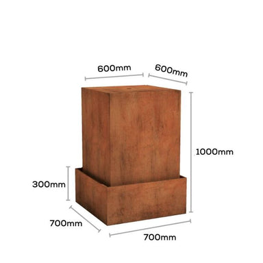 1000mm size of Corten Steel Infinity Bubbling water feature