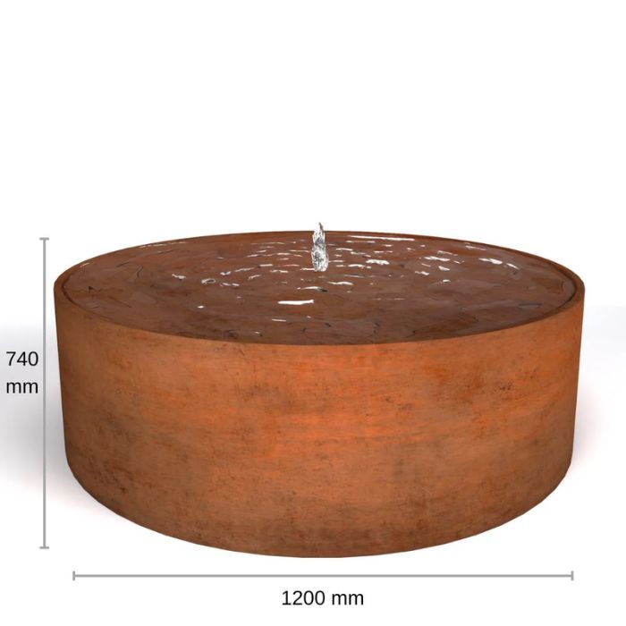 Rustic Corten Steel Round Water Feature