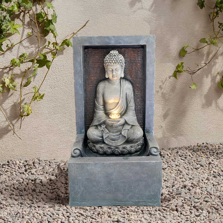 Seated Buddha Water Spout Cast Stone 51cm Height main image 0