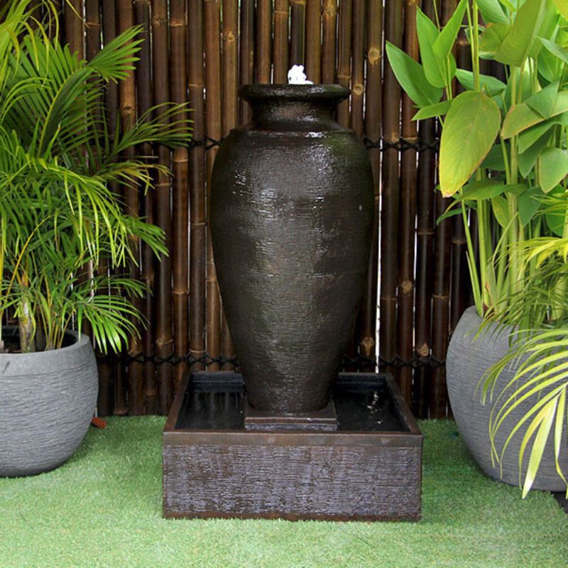 Amphora Fountain Rust Front View Rust colour