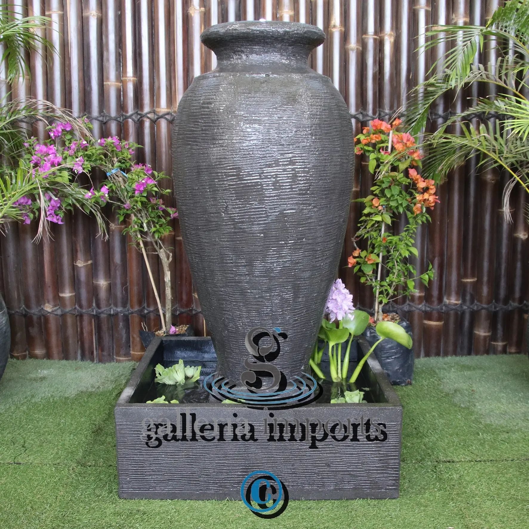 Amphora urn water fountain front view