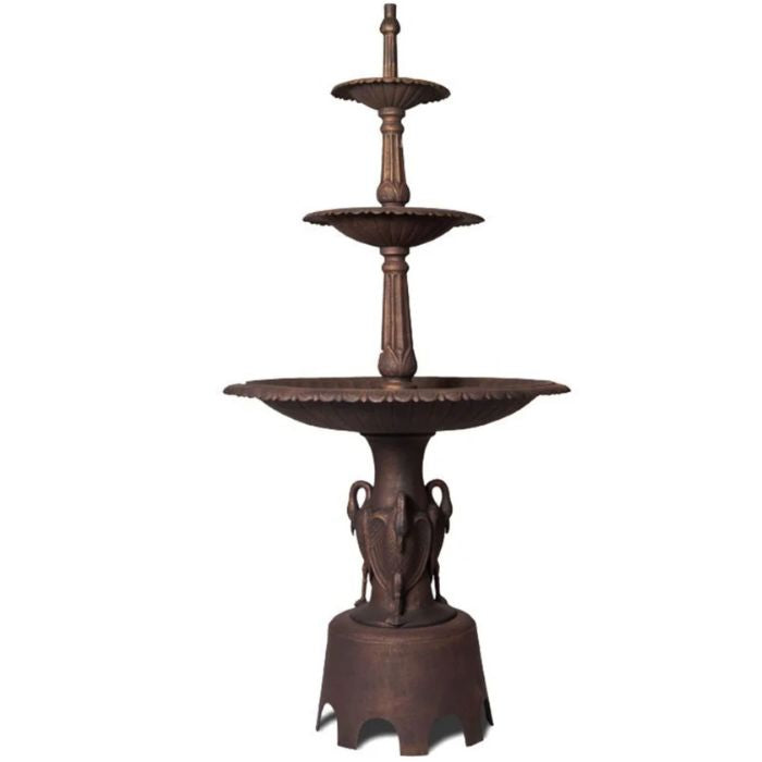 Antique Bronze Heron Cast Iron 3 Tier Fountain