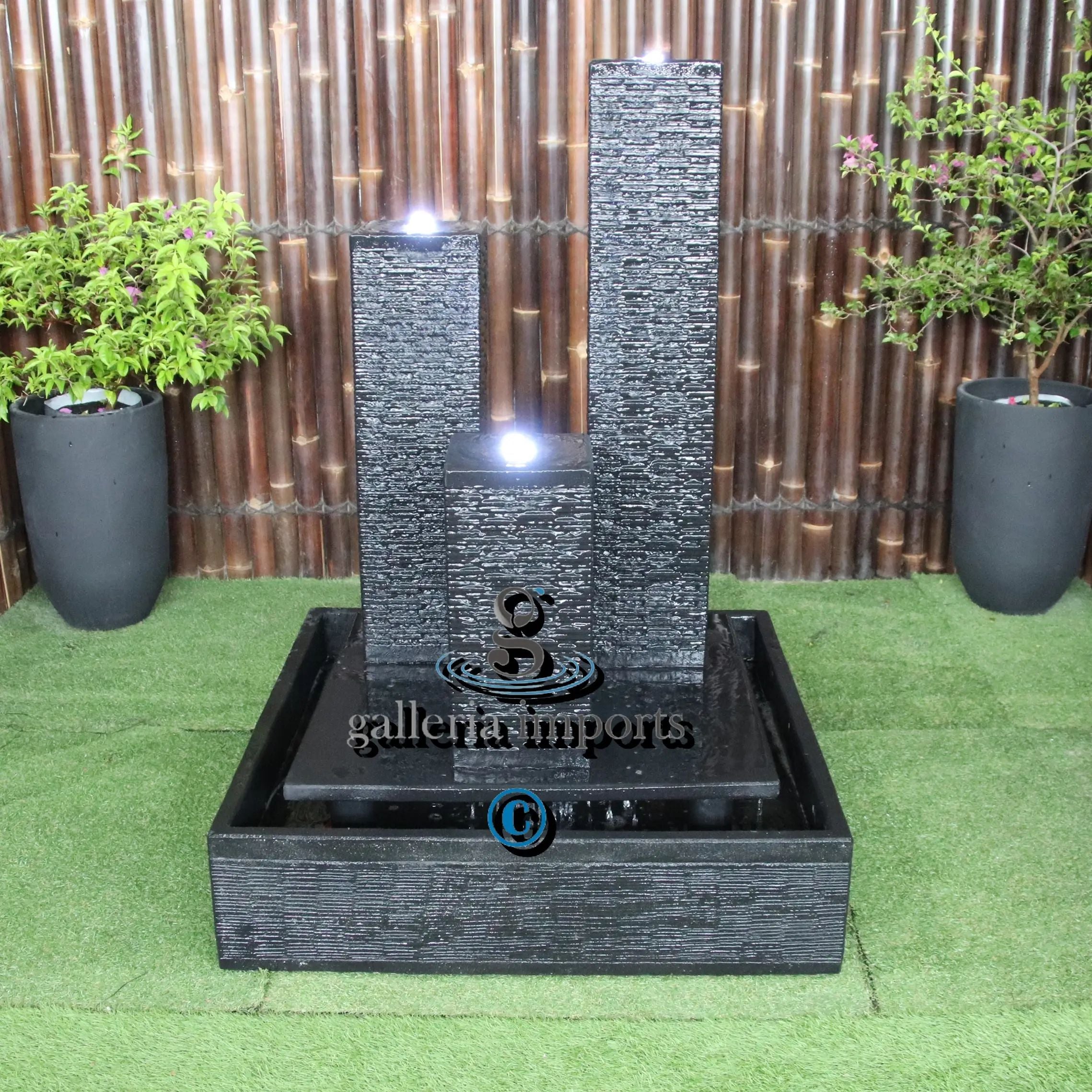 Atlantis Balinese Style tower Fountain charcoal front view