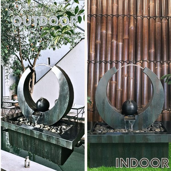 Modular Abstract Water Feature Bubbling Moon Abstract Water Feature — Outdoor Escape