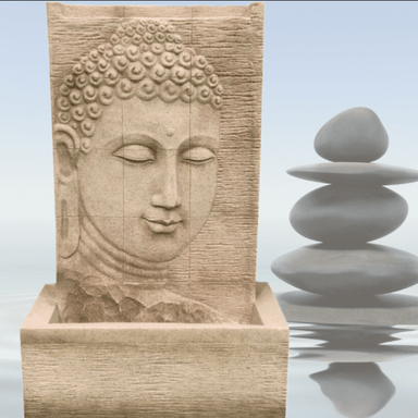 Buddha Face Wall Water Feature Fountain with LED Zen View