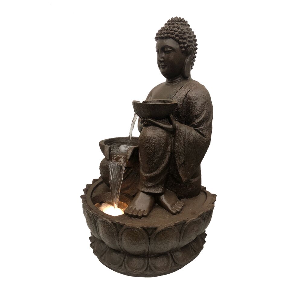 Buddha With Pot Water Feature Left Angle View