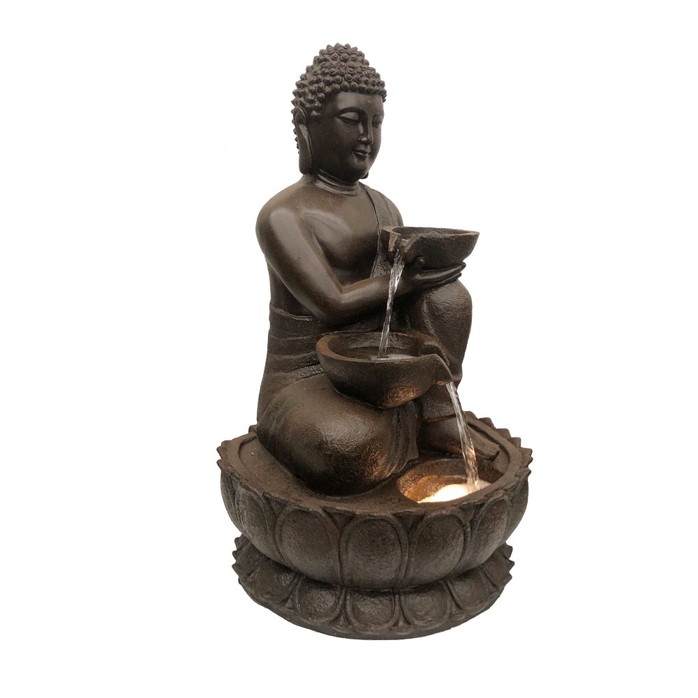 Buddha With Pot Water Feature Right Angle View