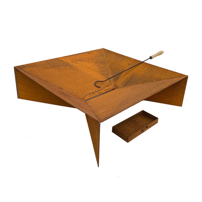 FUJI Square Cast Iron Fire Pit with Ashtray