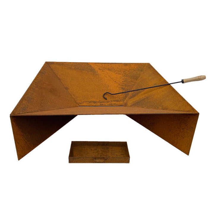 FUJI Square Cast Iron Fire Pit with Ashtray