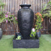 Charcoal Amphora Urn Balinese Style Fountain Front View with flowers