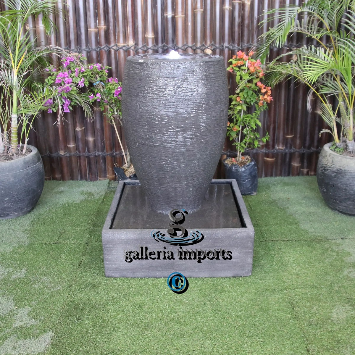 Cigar Urn Balinese Style Fountain grey front view