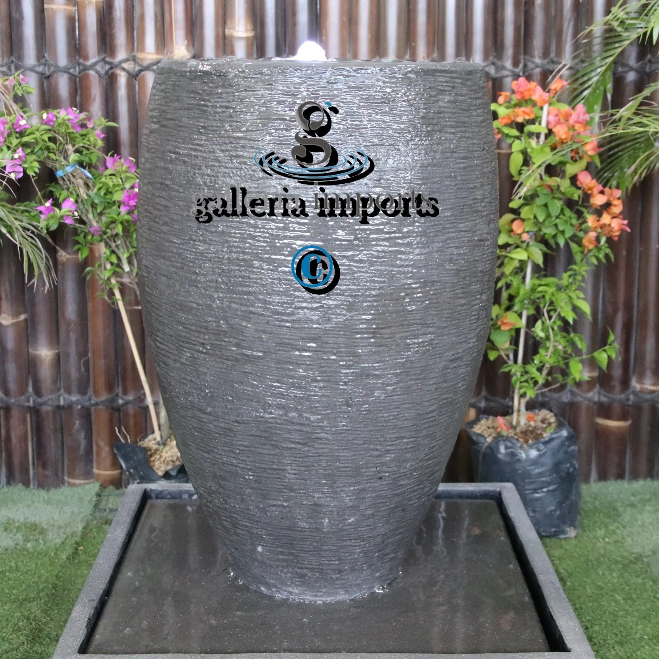 Cigar urn water feature Fountain grey front view