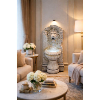Classic Lion Head Water Feature Fountain in the livingroom