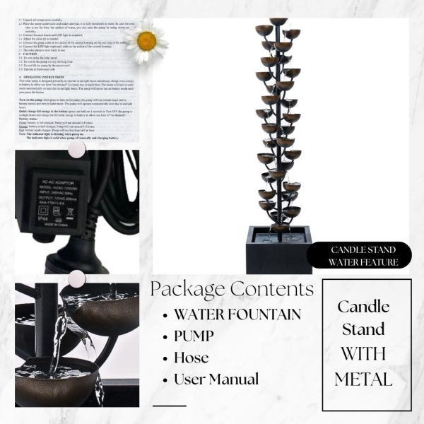 Candle Stand Water Feature Fountain waterpump