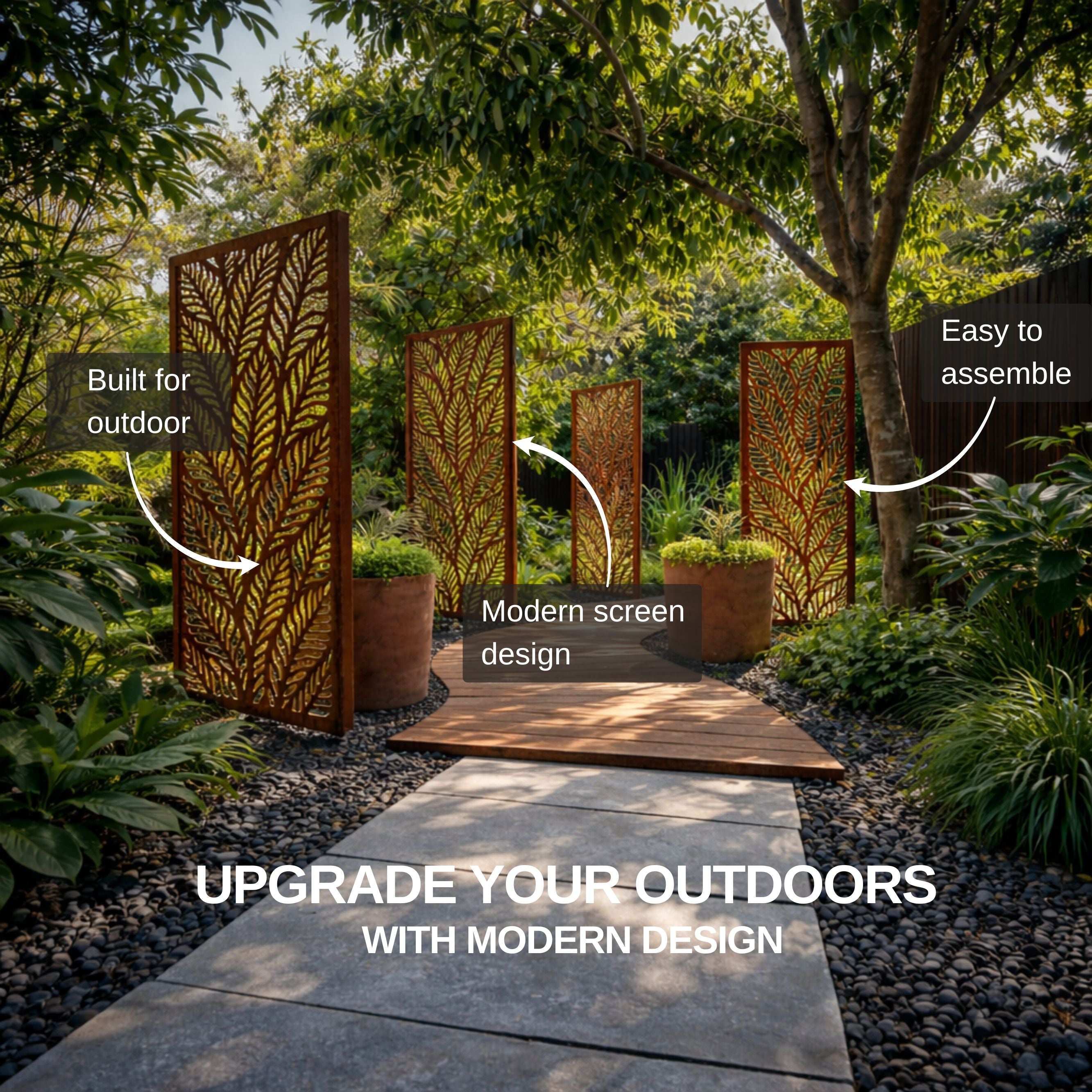 Corten Steel Arcadia Classic Plant Pot and screening wall