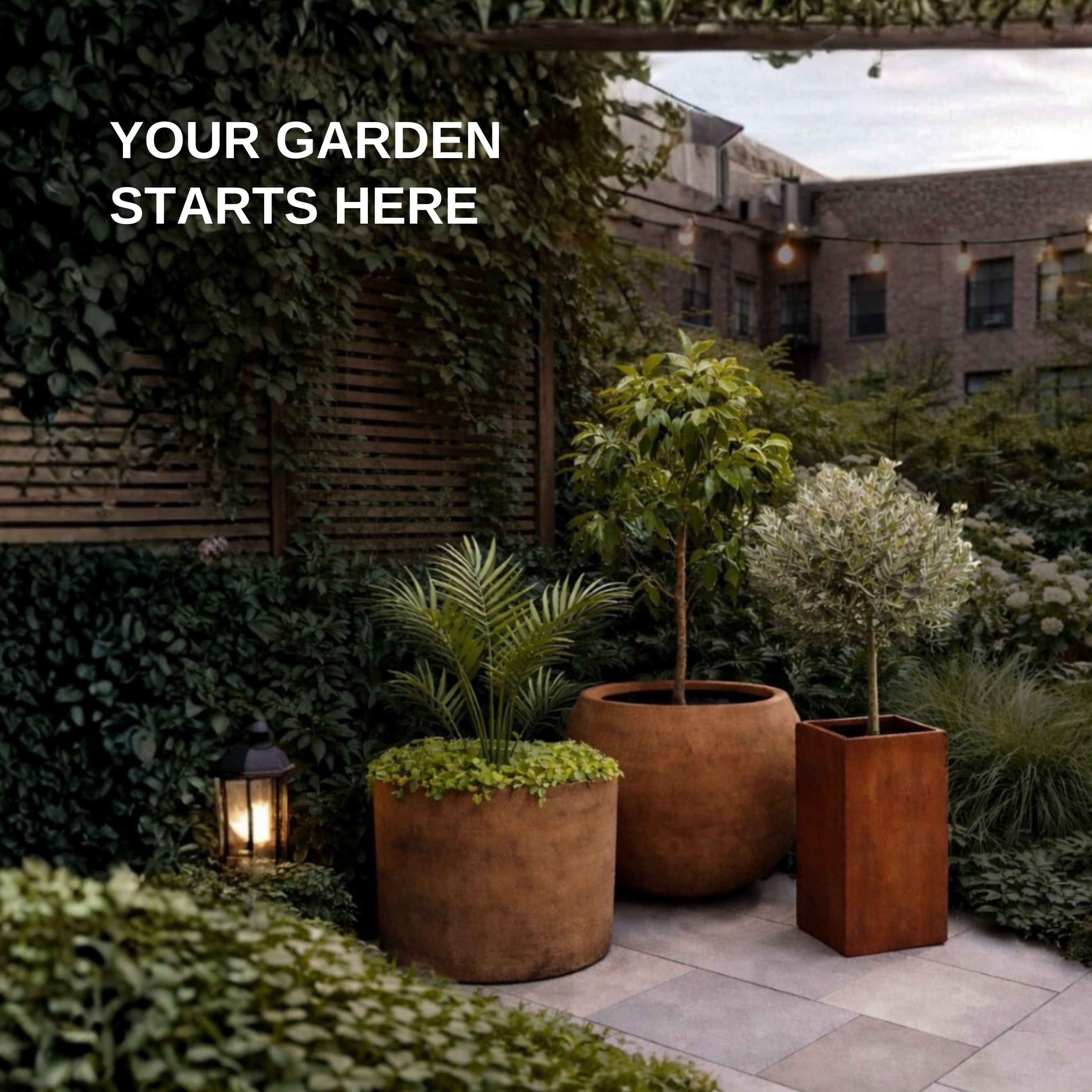 Corten Steel Arcadia Classic Plant Pot with other pots
