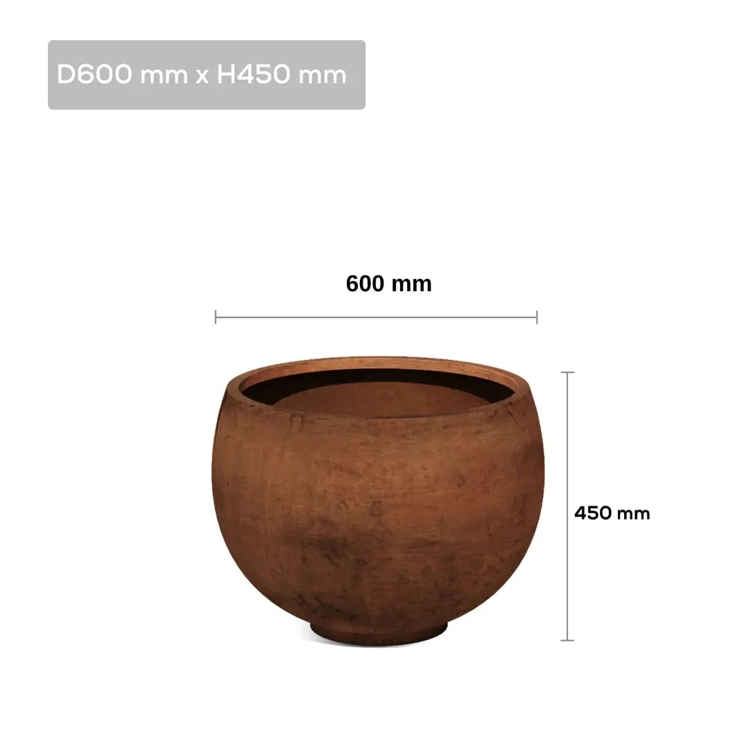 Corten Steel Botanic Bulbs Tree Planter D600mm x H450mm with white background
