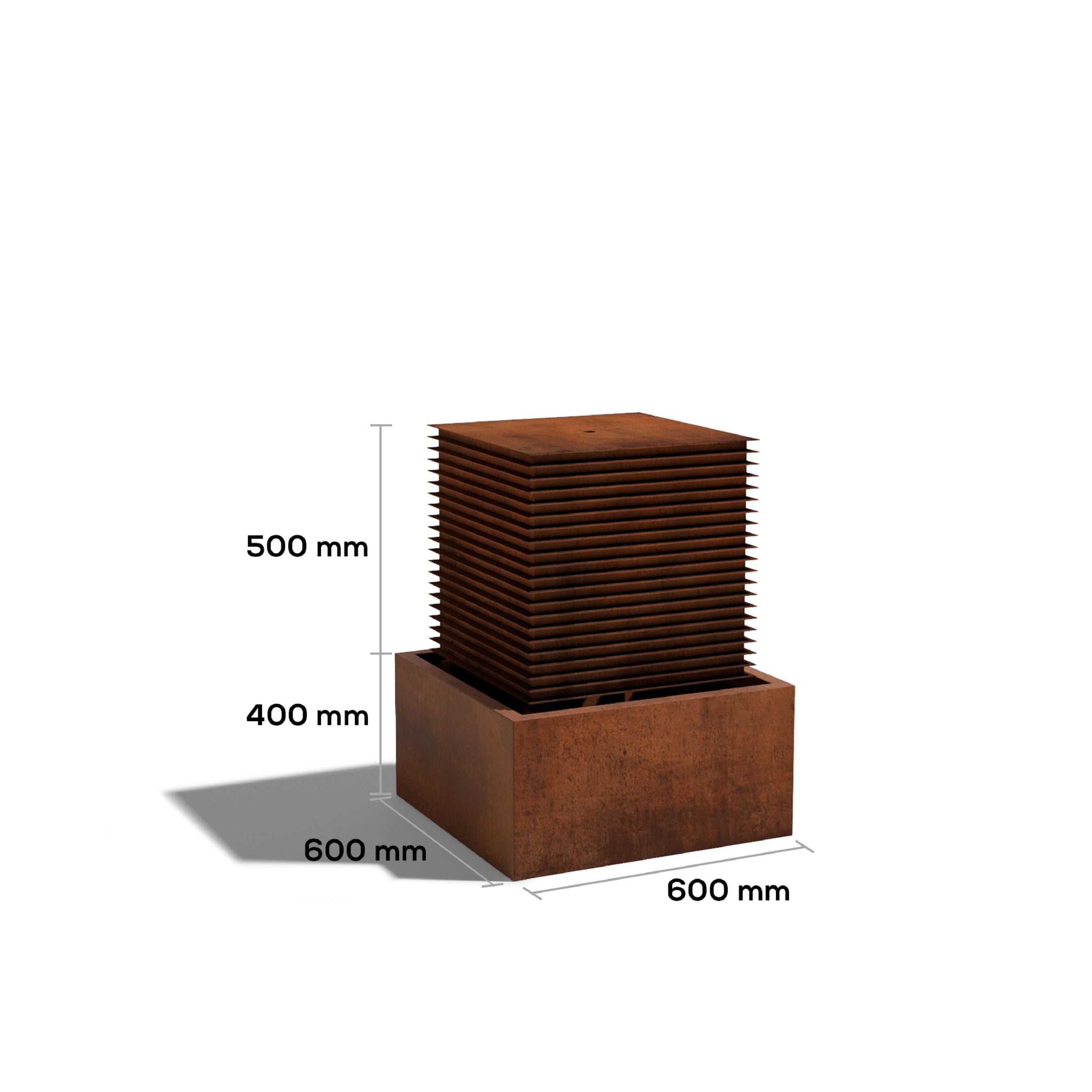 Corten Steel Davy Water Feature Fountain dimension