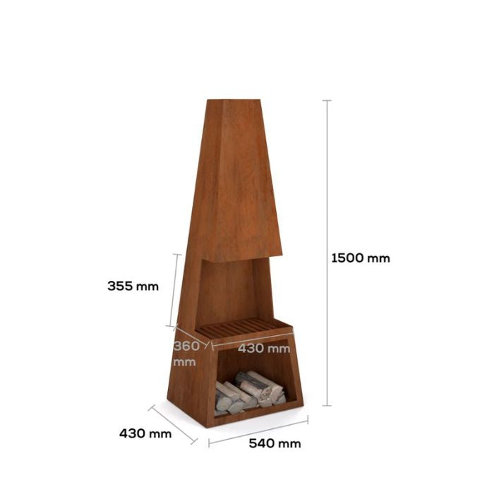 Corten Steel Fire Pit – The Bastion dimensions