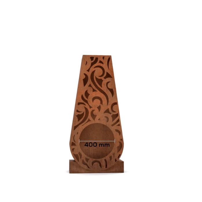 Corten Steel Fire Pit – The Luminary front dimensions