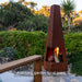 Corten Steel Fire Pit – The Obelisk with fire