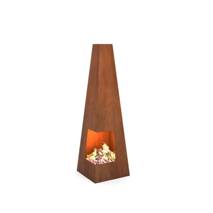 Corten Steel Fire Pit – The Obelisk with white background