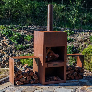 Corten Steel Fire Pit – The Spire on the ground