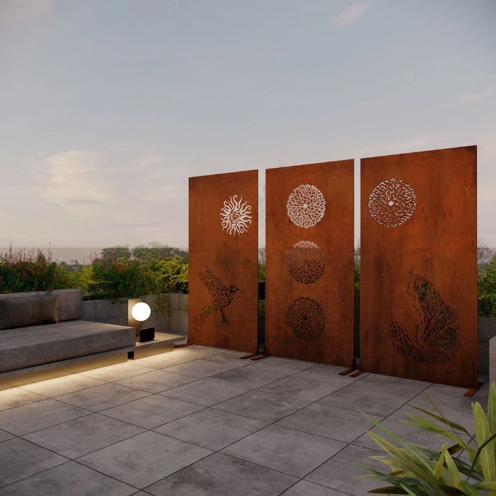 Corten Steel Garden Screen – The Sunbird and patio