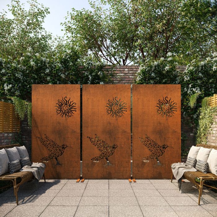 Corten Steel Garden Screen – The Sunbird at patio area