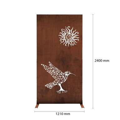 Corten Steel Garden Screen – The Sunbird dimensions