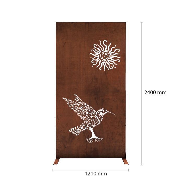 Corten Steel Garden Screen – The Sunbird dimensions